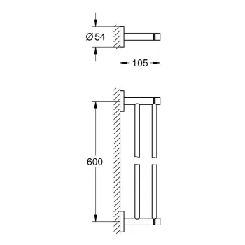 Dvieļu turētājs Grohe QuickFix Start, dubultais, matēts melns, 412032430 NEW