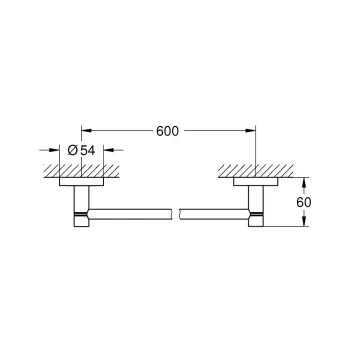 Dvieļu turētājs Grohe QuickFix Start, garums 60 cm, matēts melns, 411782430 NEW