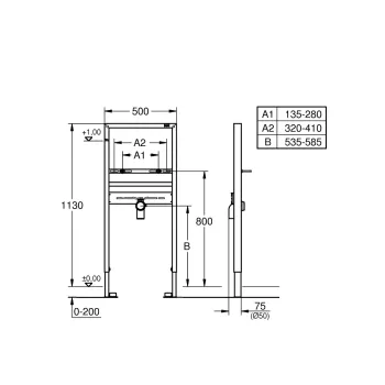 Montāšas rāmis izlietnei Grohe Rapid SL, augstums 113 cm, 38557001 NEW