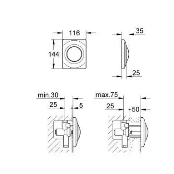 Poga Montāžas rāmim Grohe Surf, hroms, 37018000 NEW