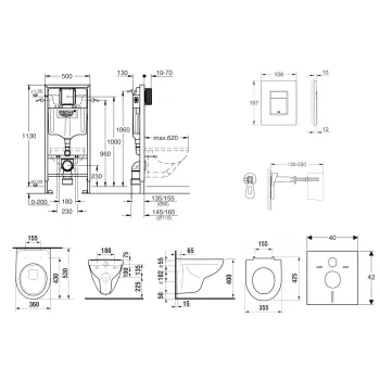 Tualetes poda komplekts Grohe Rapid SL rāmis ar Jika Lyra Plus pods ar vāku, Skate Cosmopolitan Skalošanas vadības plāksne, hroms, 38528SET-KJ2 NEW