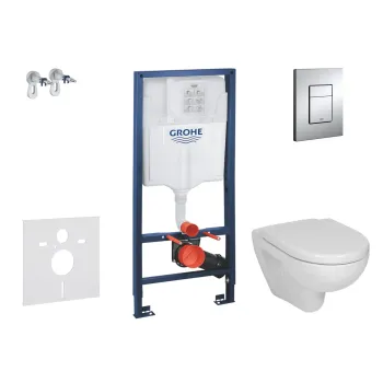 Tualetes poda komplekts Grohe Rapid SL rāmis ar Jika Lyra Plus pods ar vāku, Skate Cosmopolitan Skalošanas vadības plāksne, hroms, 38528SET-KJ2 NEW