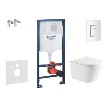 Tualetes poda komplekts Grohe Rapid SL rāmis ar Kielle Nefia Rimless pods ar softclose vāku, Skate Cosmopolitan, Alpine White, SANI11BA3112 NEW