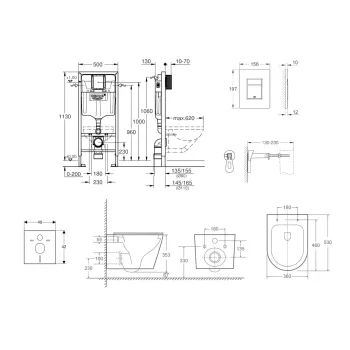 Tualetes poda komplekts Grohe Rapid SL rāmis ar Kielle Nefia Rimless pods ar softclose vāku, Skate Cosmopolitan Skalošanas vadības plāksne, hroms, SANI11BA1108 NEW