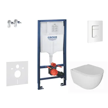 Tualetes poda komplekts Grohe Rapid SL rāmis ar Kielle Oudee Rimless podu, softclose vāku un Skate Cosmopolitan pogu, Alpine White, 11BA3101 NEW