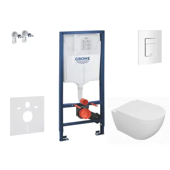 Tualetes poda komplekts Grohe Rapid SL rāmis ar Kielle Oudee  Rimless podu, softclose vāku un Skate Cosmopolitan pogui, Alpine White, 11BA3100 NEW