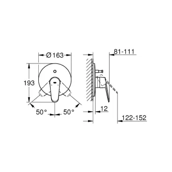 Vannas / Dušas maisītājs Grohe Eurodisc Cosmopolitan, iebūvējams, hroms, 19548002 NEW