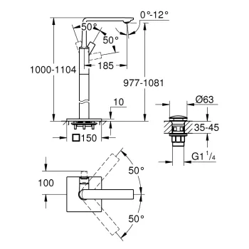 Vannas istabas Vannas istabas izlietnes maisītājs Grohe Allure, brīvi stāvošs ar Push-Open izplūdi, matēta Cool Sunrise, 23856GN1 NEW