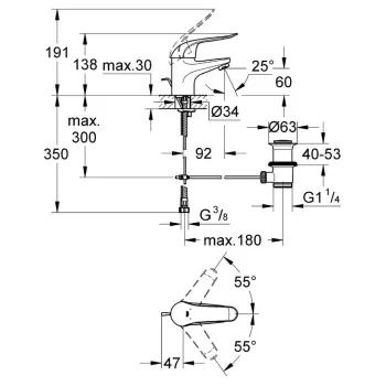Vannas istabas Vannas istabas izlietnes maisītājs Grohe Euroeco Special, hroms, 32763000 NEW