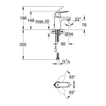 Vannas istabas Vannas istabas izlietnes maisītājs Grohe Eurosmart Cosmopolitan S, hroms, 3282700E NEW