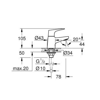 Vannas istabas izlietnes maisītājs Grohe BauFlow, hroms, 20575000 NEW