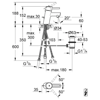 Vannas istabas izlietnes maisītājs Grohe Concetto, ar PopUp vārstu, hroms, 23060001 NEW