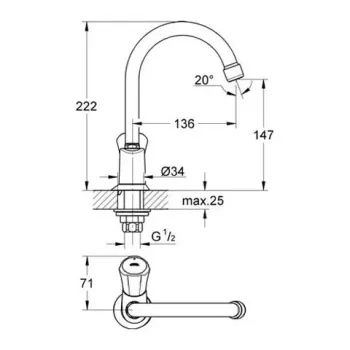 Vannas istabas izlietnes maisītājs Grohe Costa L, hroms, 20393001 NEW