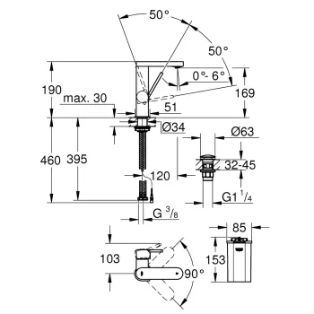 Vannas istabas izlietnes maisītājs Grohe Plus, elektronisks ar Push-Open izplūdi, hroms, 23958003 NEW
