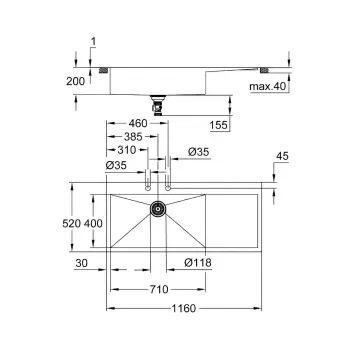Virtuves izlietne Grohe K1000, ar vārstu, matēts nerūsējošais tērauds, 52 cm, 31581SD1 NEW