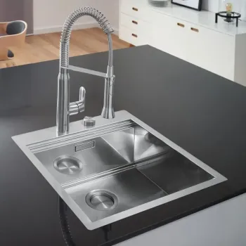 Virtuves izlietne Grohe K800, matēta nerūsējošais tērauds, 52x51 cm, ar vārstu, 31583SD1 NEW