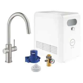 Virtuves izlietnes maisītājs Grohe Blue Professional, ar dzesētāju un filtrēšanas funkciju, izvelkams uzgalis, supersteel, 31325DC2 NEW