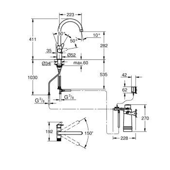 Virtuves izlietnes maisītājs Grohe Blue Pure, ar Ultrasafe filtru, hroms, 30582000 NEW