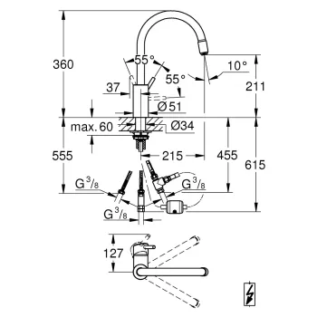 Virtuves izlietnes maisītājs Grohe Concetto, izvelkams uzgalis, hroms, 31212003 NEW