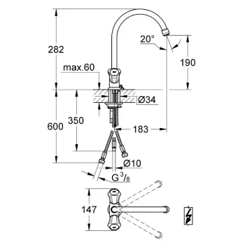 Virtuves izlietnes maisītājs Grohe Costa, hroms, 31930001 NEW