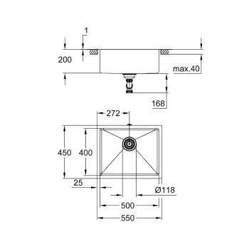 Virtuves izlietnes maisītājs Grohe K700U, matēta nerūsējošais tērauds, 45 cm, 31574SD1 NEW