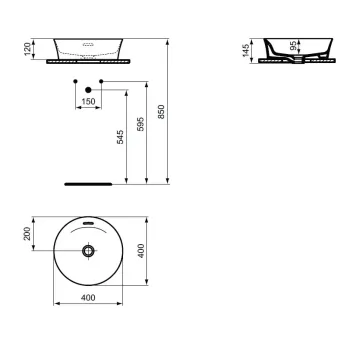 Vannas istabas izlietne Ideal Standard Ipalyss, uz virsmas 40 cm, bez pārplūdes, šedā břidlice, E1398V5
