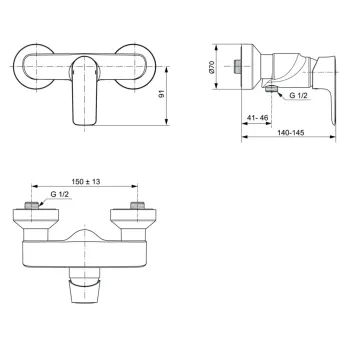 Dušas maisītājs Ideal Standard Connect Air, matēts zeltīts, A7032A2
