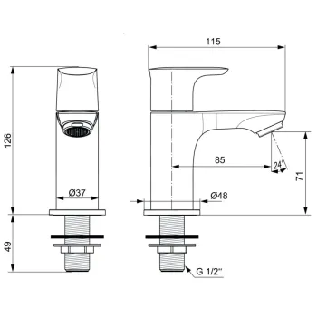 Vannas istabas izlietnes maisītājs Ideal Standard Connect Air, ar PVD apdari, magnētiski pelēks, A7031A5
