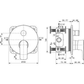 Vannas maisītājs Ideal Standard Connect Air, ar iebūvējamām montāžām, matēts zelts, A7035A2