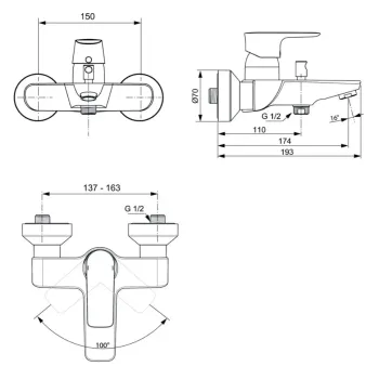 Vannas maisītājs Ideal Standard Connect Air, matēts zelts, A7033A2