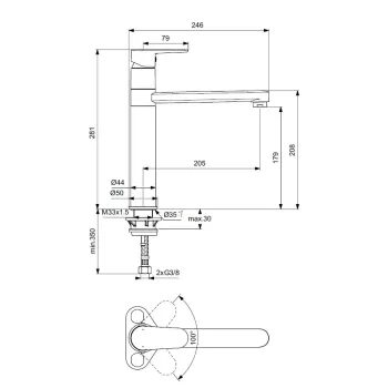 Virtuves maisītājs Ideal Standard Cerafine O, matēts melns, BC501XG