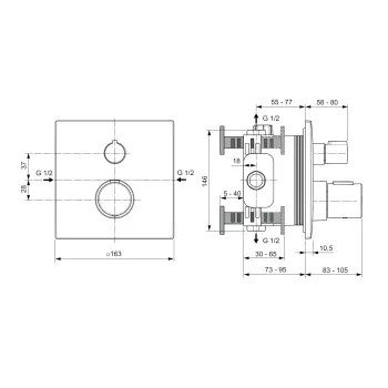 Dušas maisītājs Ideal Standard CeraTherm, ar termostatu, magnētiskā pelēkā, A6956A5