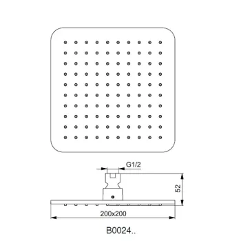 Dušas galva Ideal Standard Idealrain Cube, 20x20 cm, matēta melna, B0024XG