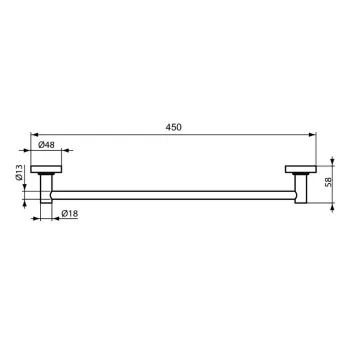 Dvieļu turētājs Ideal Standard IOM, 450 mm, matēts melns, A9117XG