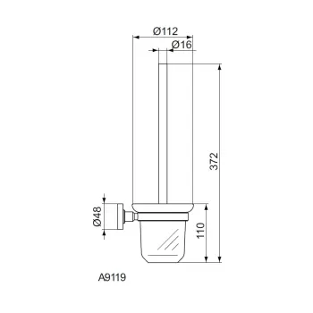 Tualetes birste Ideal Standard IOM, ar turētāju, matēta melna/stikls, A9119XG