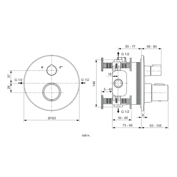 Vannas maisītājs Ideal Standard CeraTherm, ar termostatu, matēta zelta, A5814A2