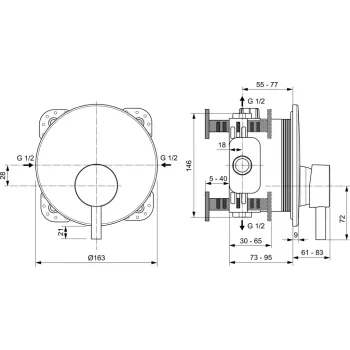 Dušas maisītājs Ideal Standard CeraLine, iebūvējams, matēts melns, A7388XG