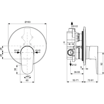 Dušas maisītājs Ideal Standard Cerafine O, iebūvējamais, melns, BD134XG
