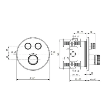 Dušas maisītājs Ideal Standard CeraTherm Navigo, ar termostatu, magnētiskā pelēkā, A7296A5