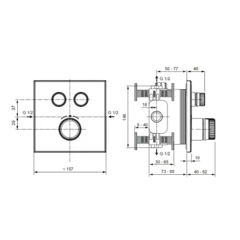Dušas maisītājs Ideal Standard CeraTherm Navigo, ar termostatu, Silver Storm, A7302GN