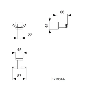 Dvieļu turētājs Ideal Standard IOM Square, dubultais, hroms, E2193AA