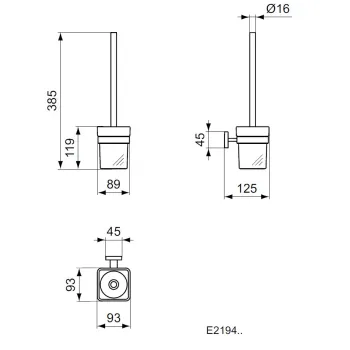 Tualetes birste Ideal Standard IOM Square, matēts stikls/hroms, E2194AA