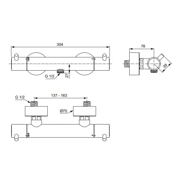 Dušas maisītājs Ideal Standard CeraTherm, ar termostatu, hroms, A7587AA