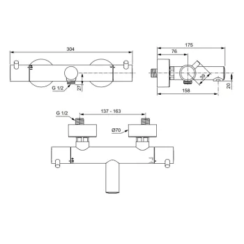 Vannas maisītājs Ideal Standard CeraTherm, ar termostatu, hroms, A7588AA