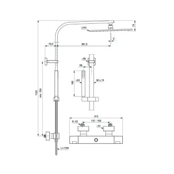 Dušas komplekts Ideal Standard Ceratherm C100, ar termostatu, hroms, A7542AA