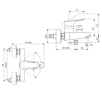 Vannas maisītājs Ideal Standard Cerabase, hroms, BD594AA