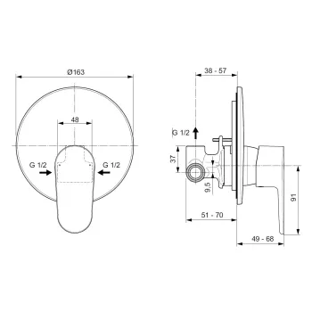 Dušas maisītājs Ideal Standard Cerafine O, ar iebūves daļu, rozā, A7192RO