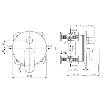 Dušas maisītājs Ideal Standard Cerafine O,  2 patērētājiem, sudraba, A7350SI