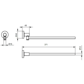 Dvieļu turētājs Ideal Standard IOM, rotējošs, 37 cm, tērauds, A7651GN
