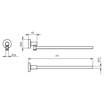 Dvieļu turētājs Ideal Standard IOM, rotējošs, 37 cm, matēts melns, A7651XG